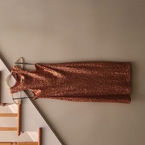 TFNC Sequin Midi Dress in gold. Size M